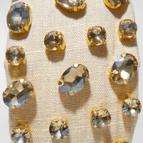 Lele Sadoughi Embellished Linen Knotted Headband Natural NWT - Picture 3 of 13